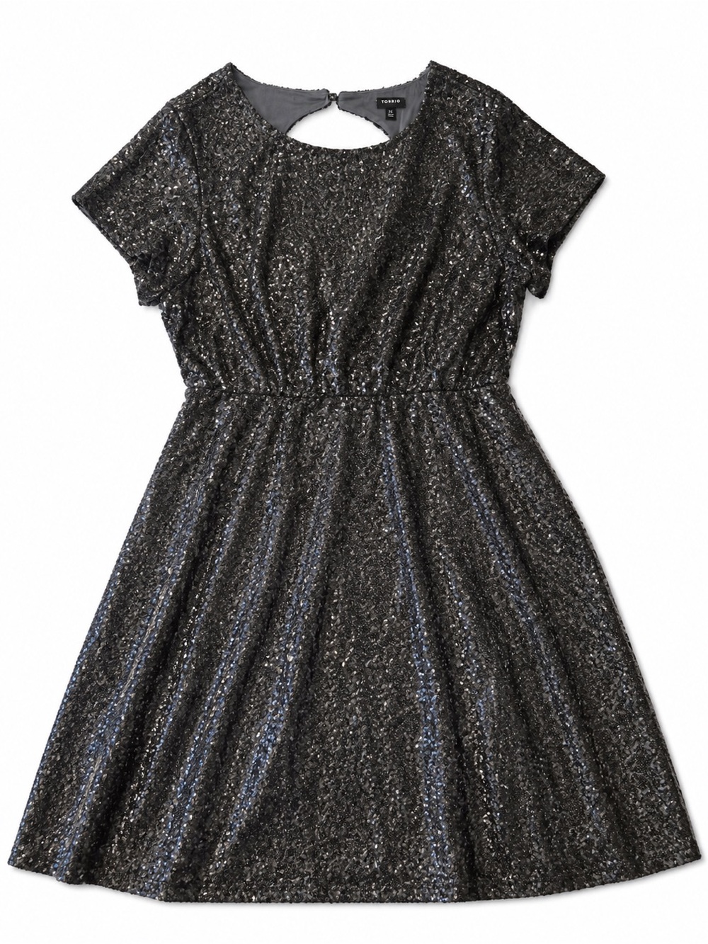 torrid Black Short-Sleeve Sequin Party Dress for women